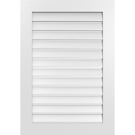 Ekena Millwork Vertical Surface Mount PVC Gable Vent: Functional, w/ 3-1/2"W x 1"P Standard Frame, 28"W x 40"H GVPVE28X4001SF